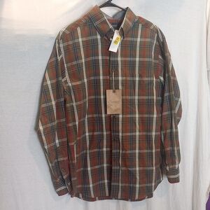 Roundtree & Yorke Casuals Plaid Button Down Shirt - Red, Green, Brown